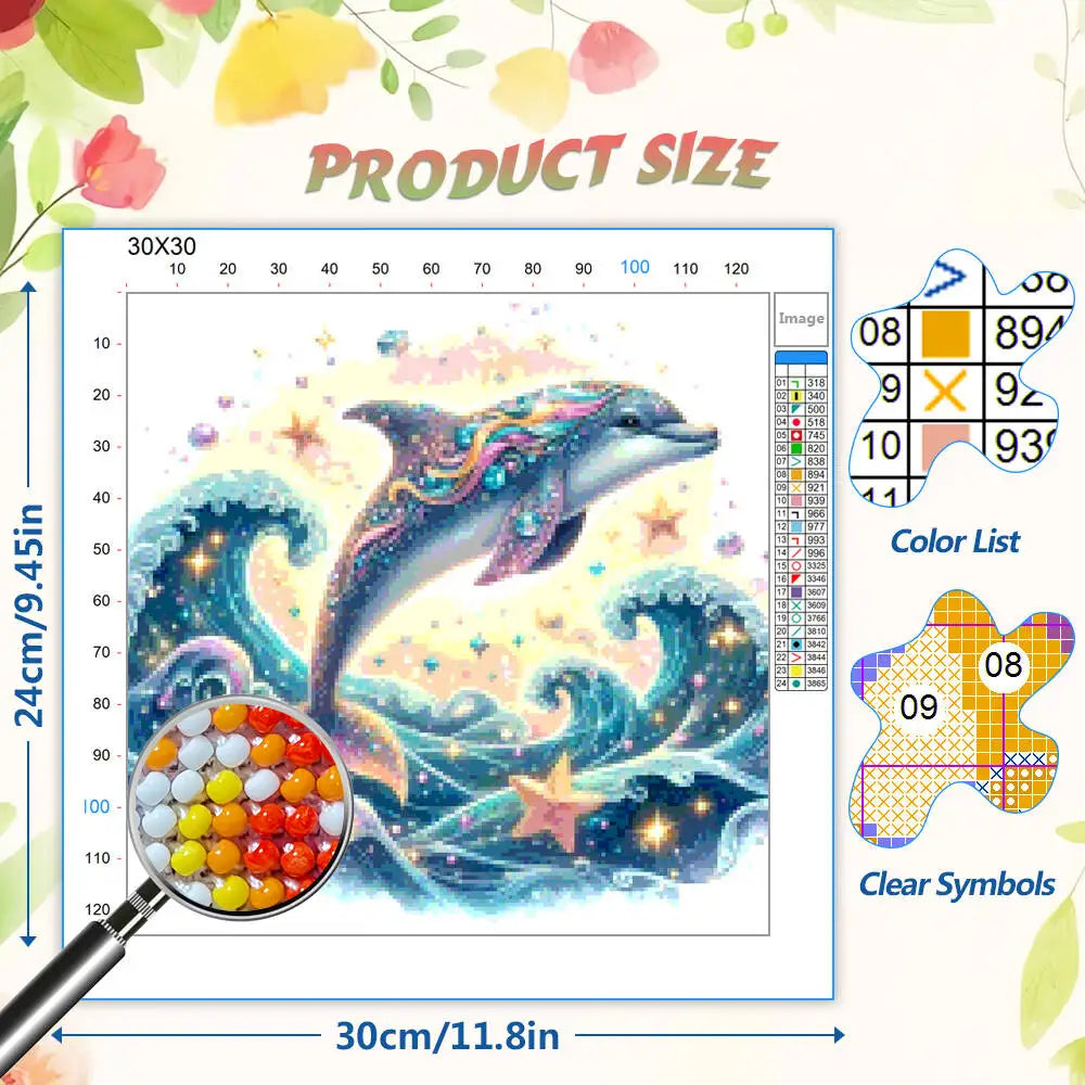 Beads Embroidery Sets Dolphin Sea Needle Sewing Crafts DIY 11CT Cross Stitch Kit Animal Entry Level Wall Decorations Living Room