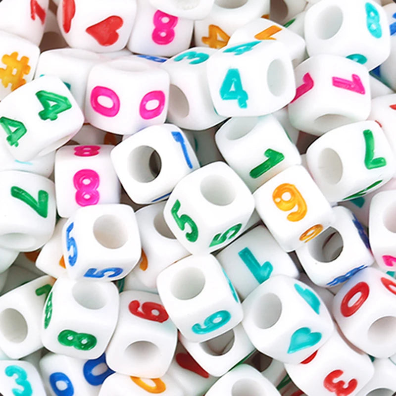 100Pcs/Lot Trendy  Acrylic Square Alphabet Beads Large Hole Letter Loose Spacer Bead Jewelry Handmade Bracelet Making Supplies