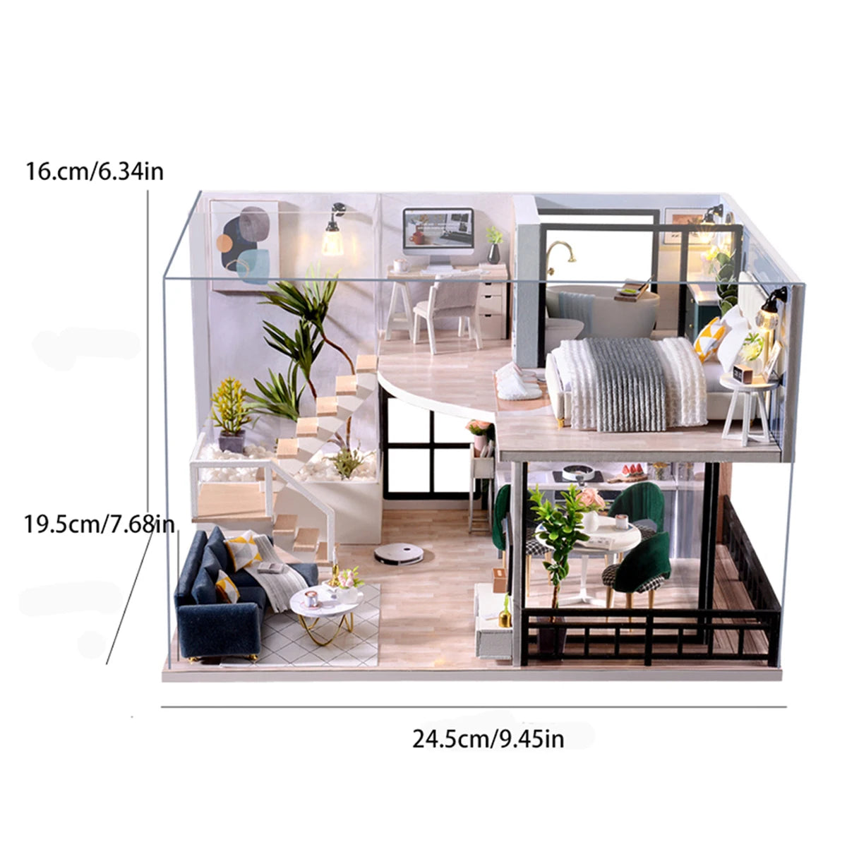 DIY Miniature Toy House House Kit 3D Wooden Stereoscopic Puzzle Model Architecture Suitable for Male, Female, Adolescent, Adult