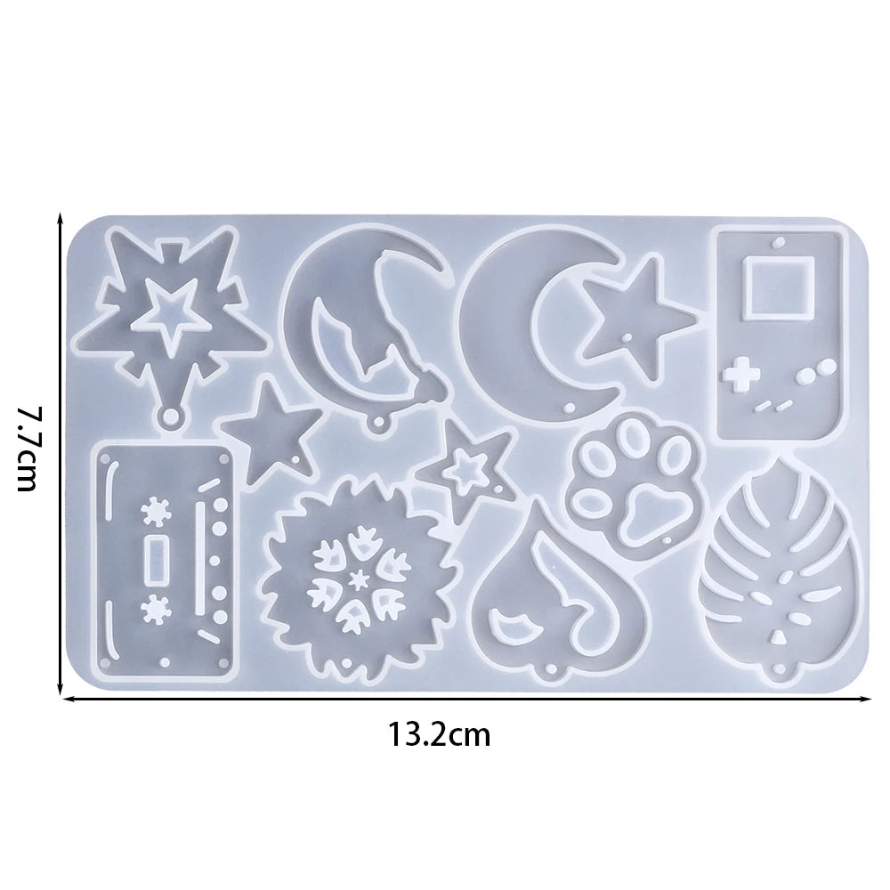 Earring Pendant Silicone Mold Epoxy Resin Jewelry Making Molds Heart Leaves Moon DIY Charms Pendant Mould Creative Jewelry Craft