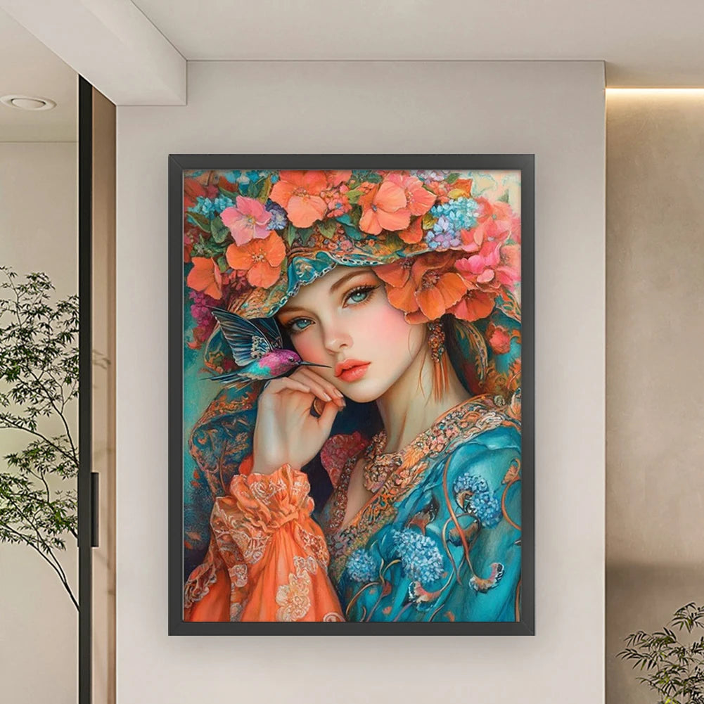 Full Embroidery Eco-cotton Thread 11CT Printed Girl Cross Stitch Kit Art