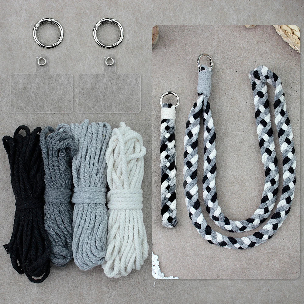 2pcs Handicrafts Lanyard Combo Material Kit DIY Wrist Strap Keychain Mobile Phone Lanyard Macrame Kit With Tutorial For Beginner