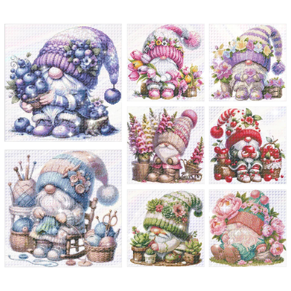 Partial Embroidery Beads Printed 9CT Gnome Cross Stitch Kit Home Decor