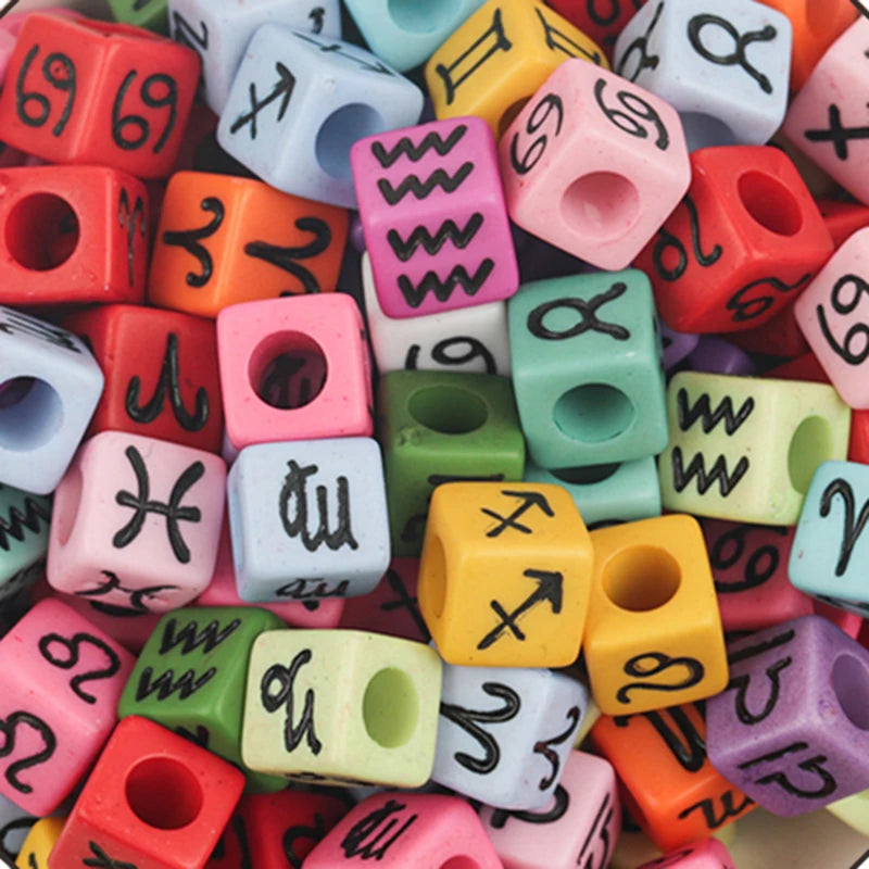 100Pcs/Lot Trendy  Acrylic Square Alphabet Beads Large Hole Letter Loose Spacer Bead Jewelry Handmade Bracelet Making Supplies