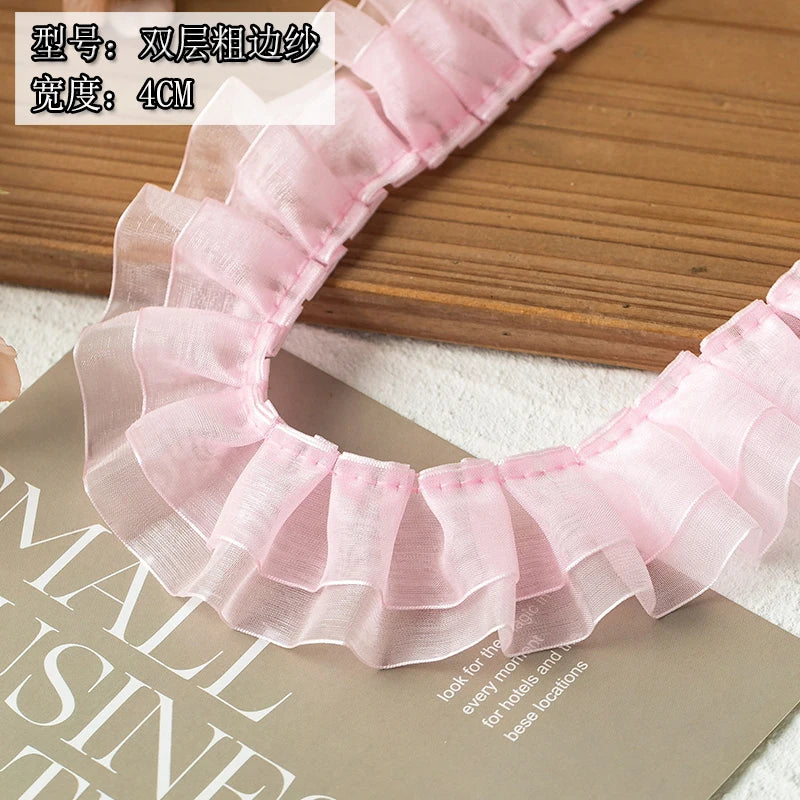 2meters Pink Lace Ribbons Trim For Party Dress Decor Fabric DIY Apparel Sewing Supplies Clothing Collar Cuff Needlework Crafts
