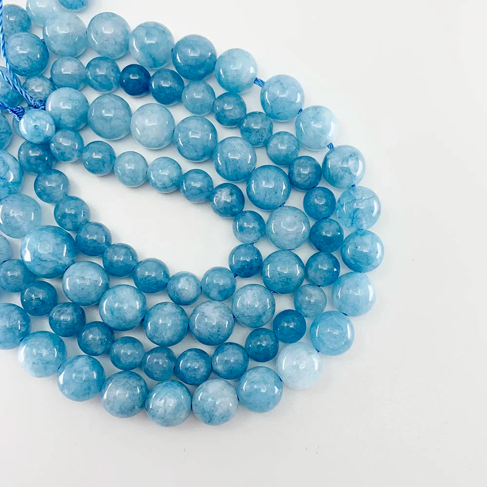 1 strand/lot 4/6/8/10/12mm Natural Aquamarin Agat Stone Bead Round Loose Spacer Beads For Jewelry Making Findings DIY Bracelet