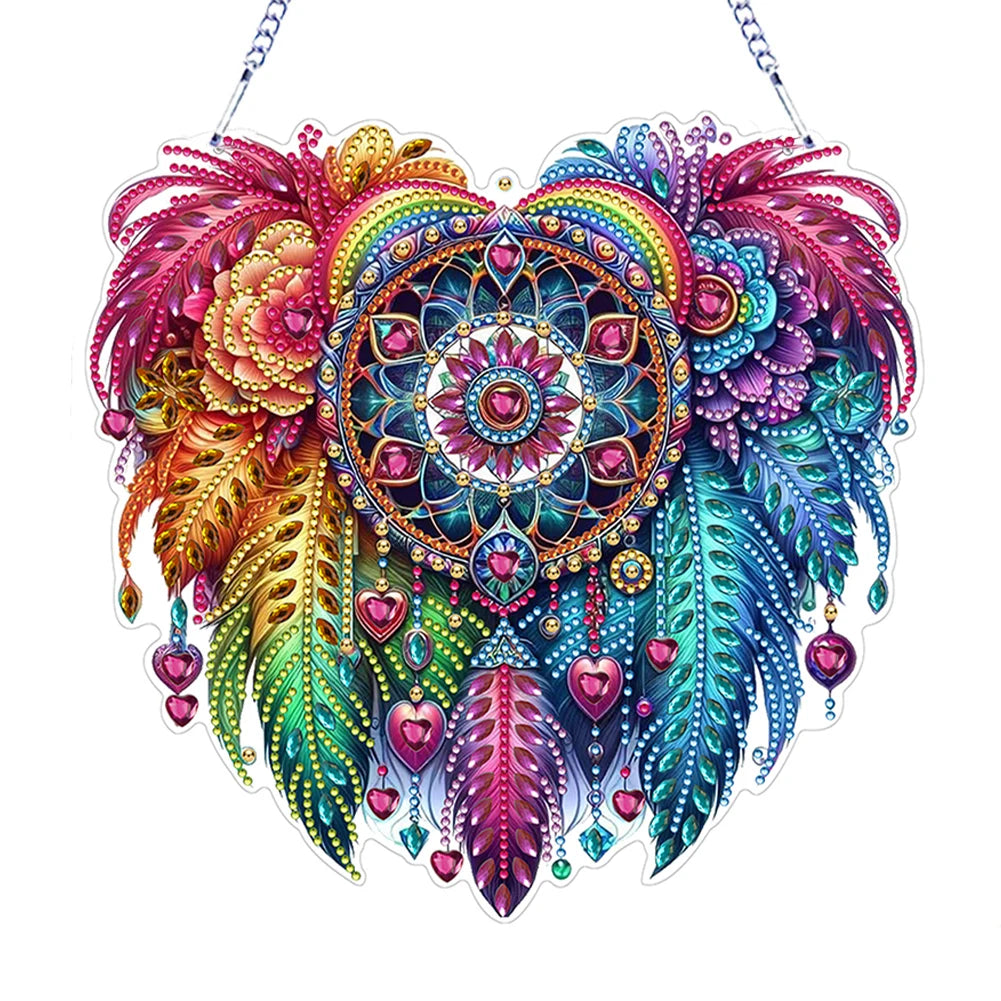 Flower 2D/Flat DIY Special Shape Hanging Diamond Art Kits Diamond Painting Set Diamond Art Pendant Wall Decor for Home & Windows