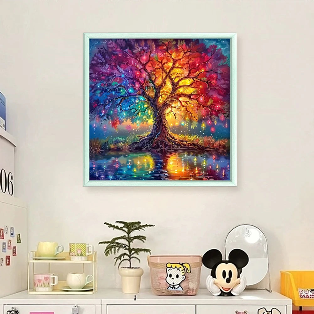 Full Embroidery cotton Thread 14CT Printed Tree Cross Stitch Kit Art 40x40cm