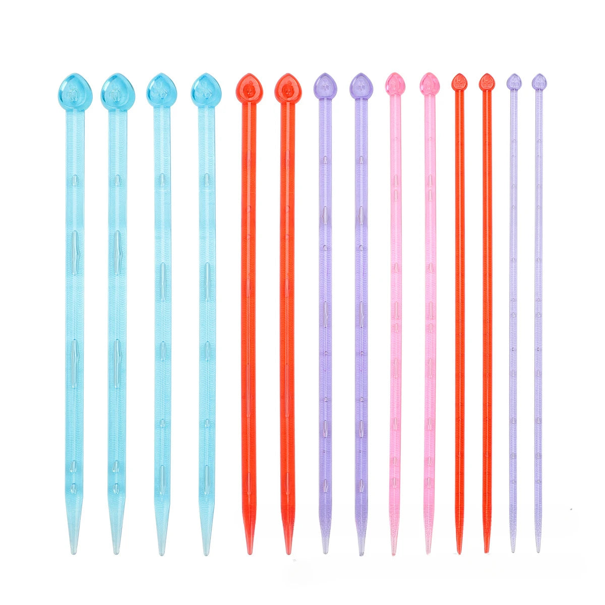 14pcs/set Candy-Colored Plastic Crystal Knitting Needles Weaving Tools Crochet Needles DIY Scarf Sweater Needlework Set