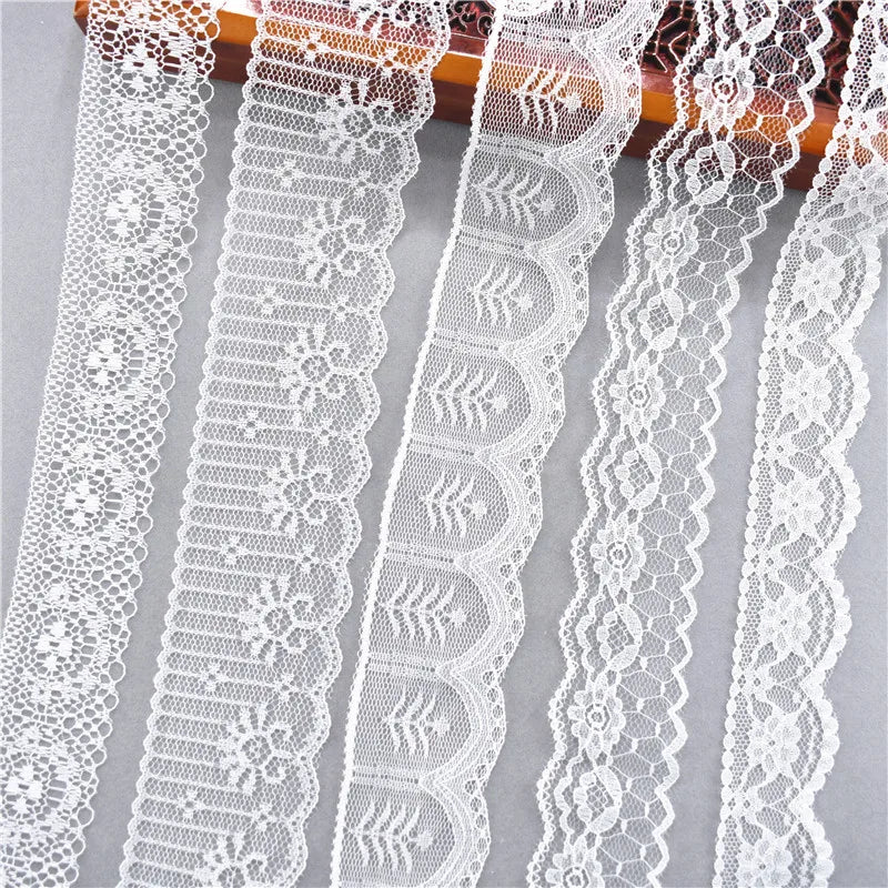 Best Selling 10yards 38kinds Color  White Lace Ribbon Woven Band French African Lace Wedding Fabric DIY Clothing/gift Wrapping