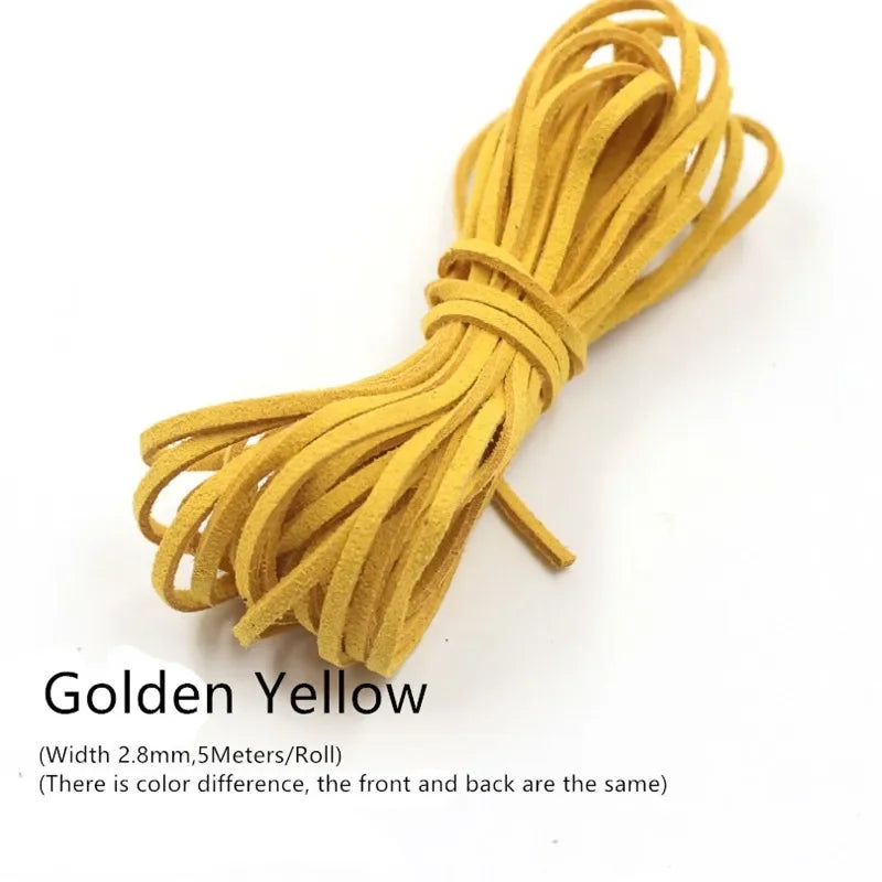 3MM 5M Micro-Fiber Flat Leather Lace Beading Thread Faux Suede Cord String Velvet Beading Supplies