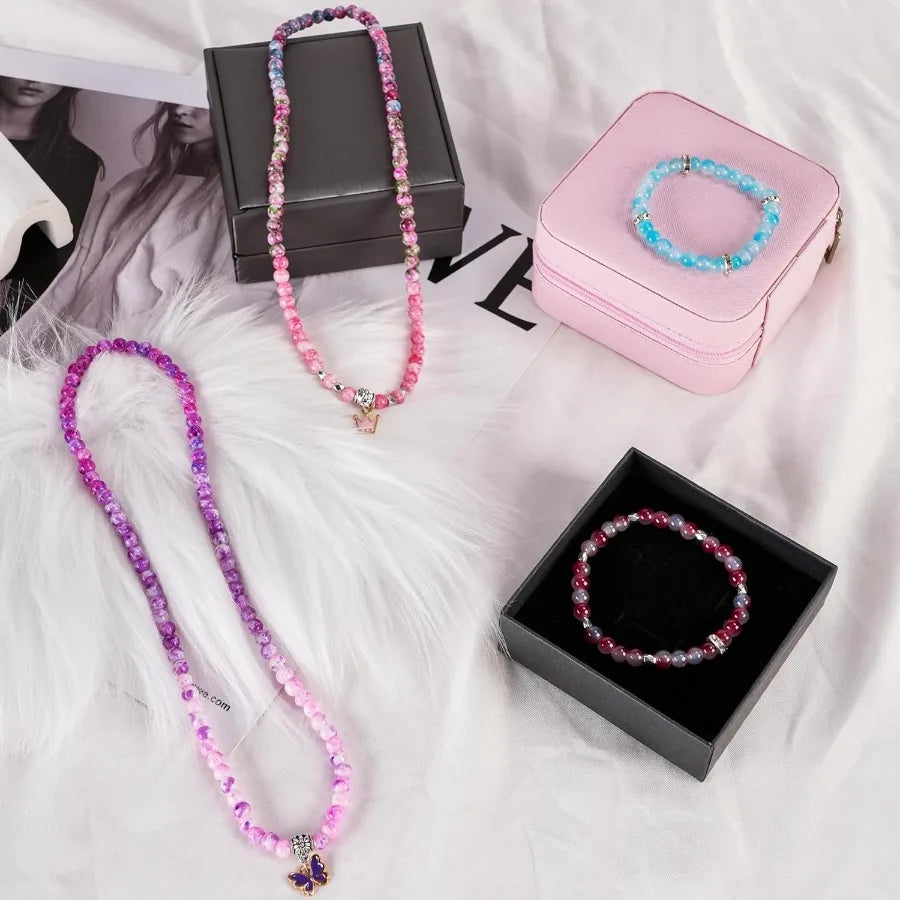 3000pcs 6mm Glass Beads DIY Craft Kit Beads Bracelet Kit DIY Beads Jewelry Kit 72 Color Box Vibrant Beaded Supplies for Jewelry