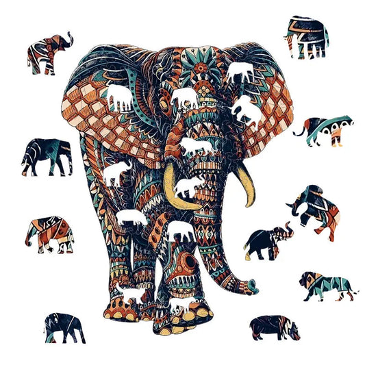Elephant Wooden Jigsaw Puzzles Adult, Teens, Family, Animal Shaped Natural Wood Puzzle, Best Christmas Gift And Family Games Mag