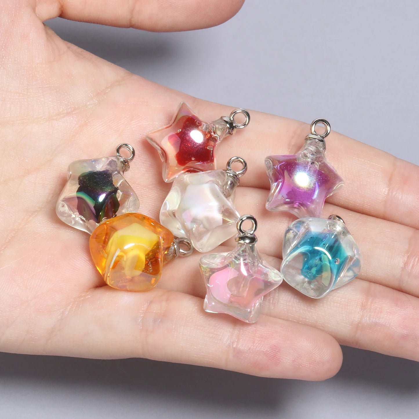 Colorful Star Charms Resin Candy Color Pendants Keychain Handmade Necklace Bracelet Jewelry Making DIY Craft Accessories 10pcs