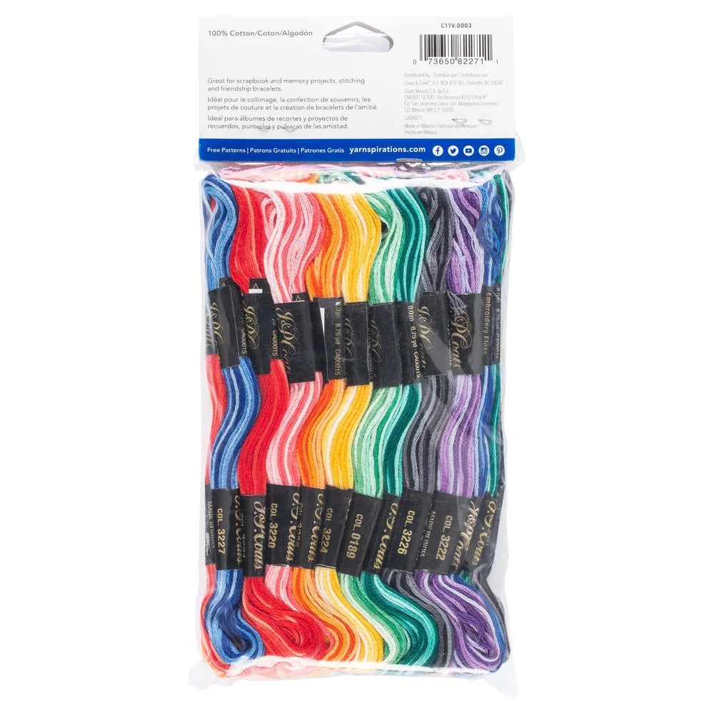 24 Skeins Embroidery Floss Value Pack 100% Cotton Mercerized Thread 8.75 Yards Neon Shades for Craft Projects
