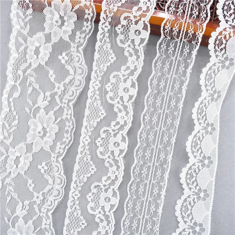 Best Selling 10yards 38kinds Color  White Lace Ribbon Woven Band French African Lace Wedding Fabric DIY Clothing/gift Wrapping