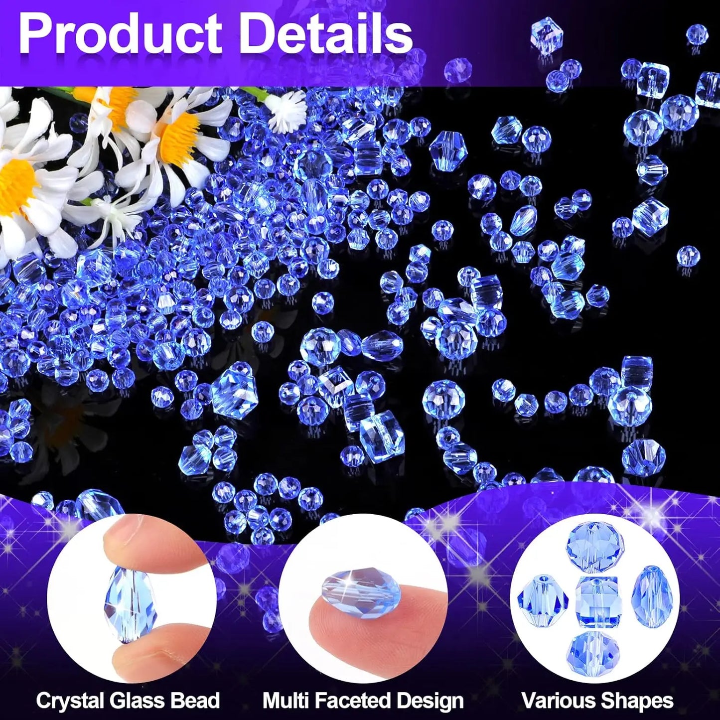 Beads, 600 Pcs Glass Beads, Assorted Crystal Beads for Jewelry Making, Rondelle Jewelry Beads with Container Box, Glass Beads Bu