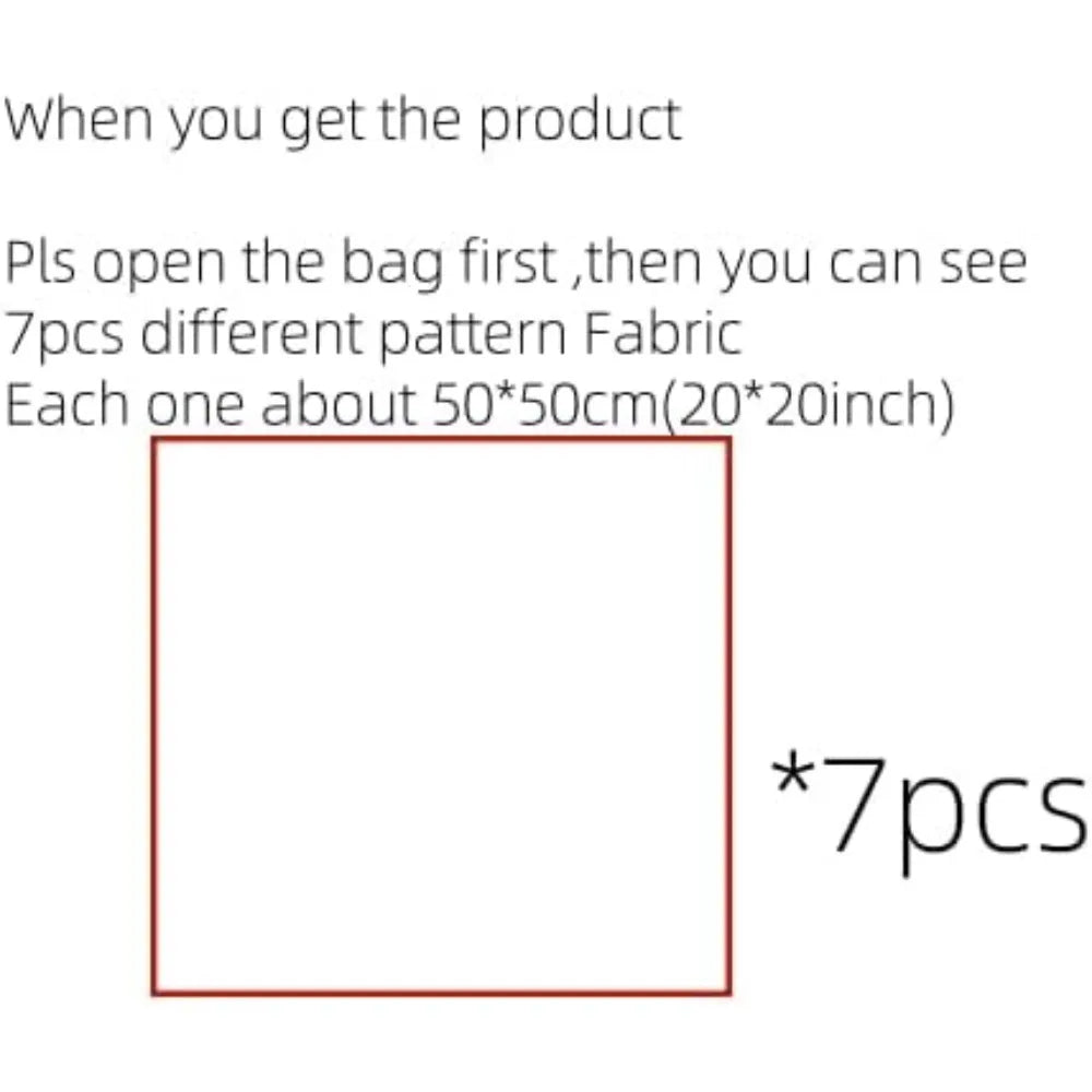 Cotton Patchwork Fabric for DIY Making, Quilting Supplies, Fat Quarter Bundles, 20x20 in, 7PCs