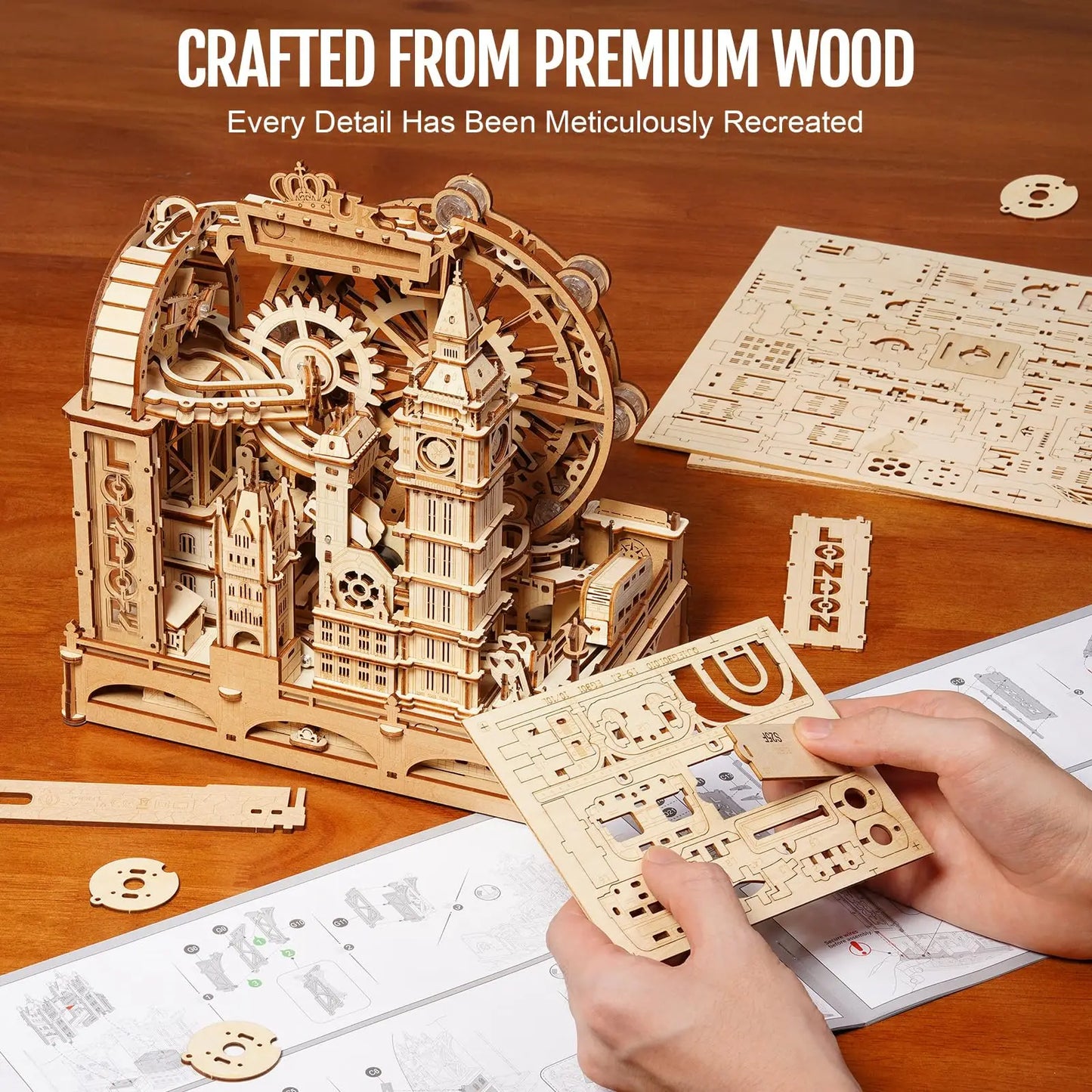 Rokr Marble Travel London Marble Run 3D Wooden Puzzle Interactive Gift for Kid Adult Challenging Craft for Handicraft Enthusiast