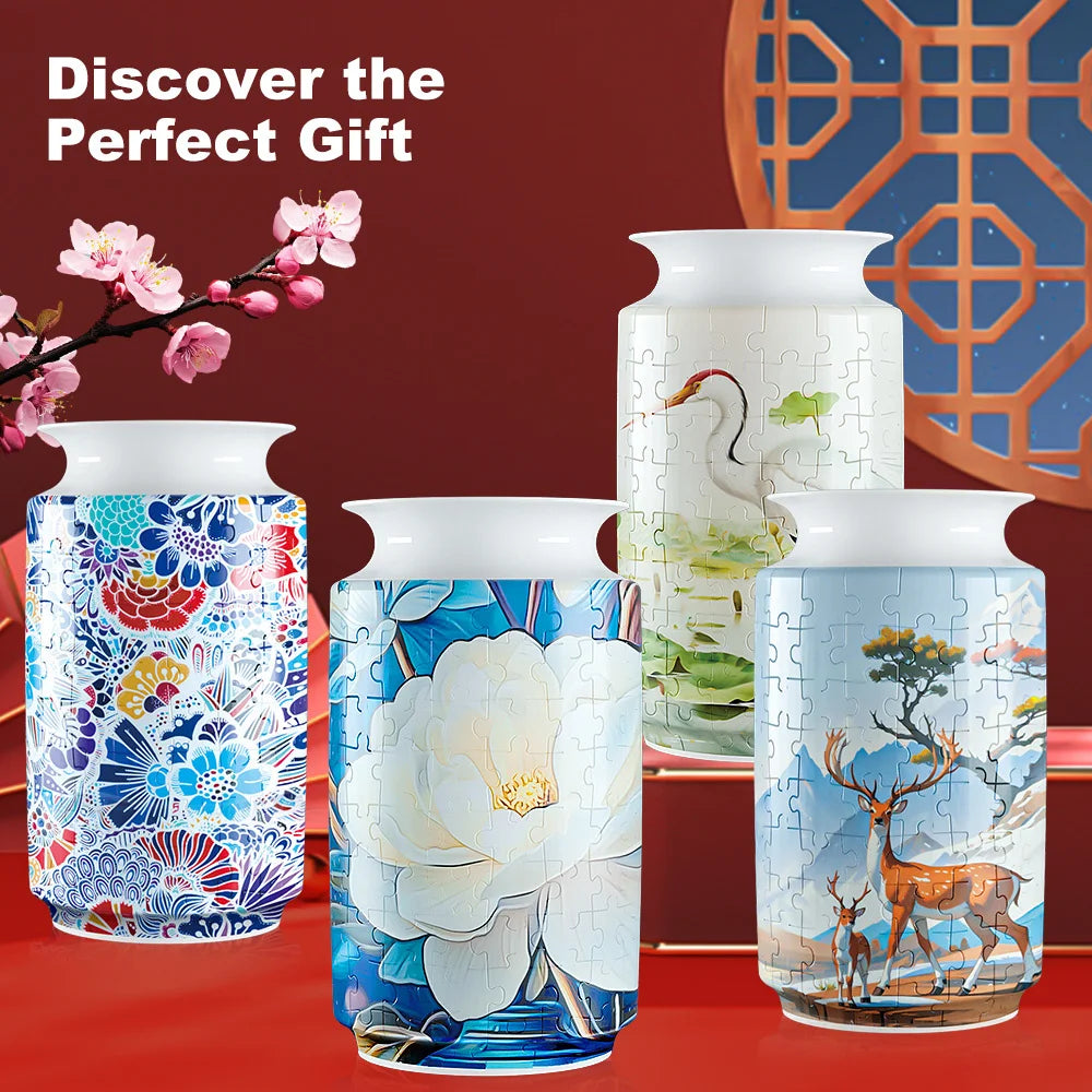 3D Panda Puzzle Vase Flower Puzzles Three-dimensional Vase Puzzle Flower Arrangement Children's Birthday Details Toys for Kids