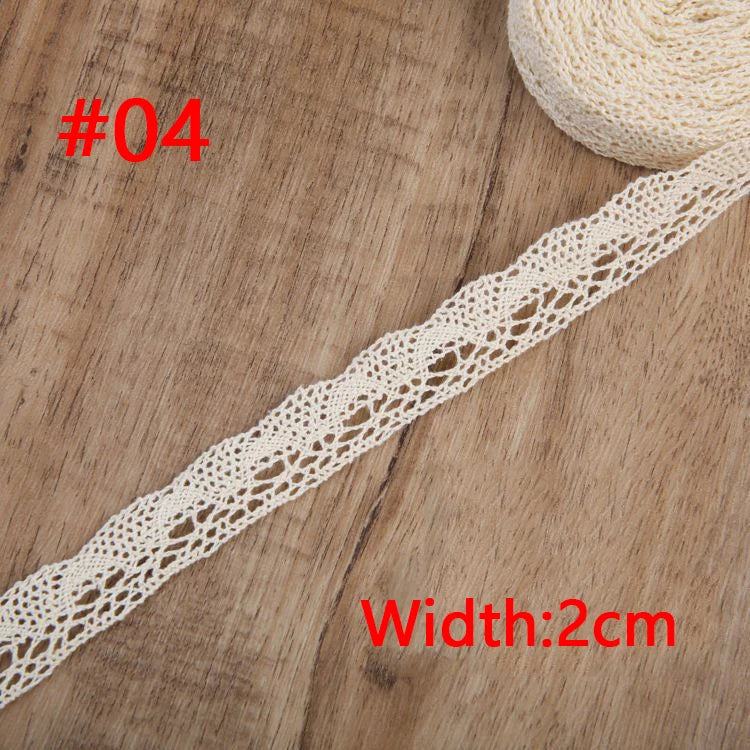 5 Meters Cotton Lace Trim Ribbon Beige Sewing Trim Lace Ribbon Crochet Lace Fabric DIY Wedding Party Craft Christmas Gift Decor