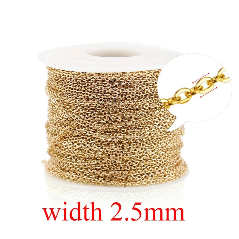 2m Stainless Steel Chain for Jewelry Making Supplies Cable Rose Gold Silver Chains Necklace for Diy Jewelry Findings Wholesale