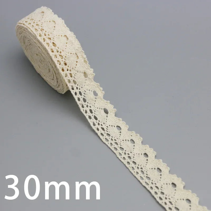 Cotton Lace Ribbon Beige DIY Handmade Wedding Party Craft Gift Packing Patchwork Crocheted Lace (5 meters/lot)