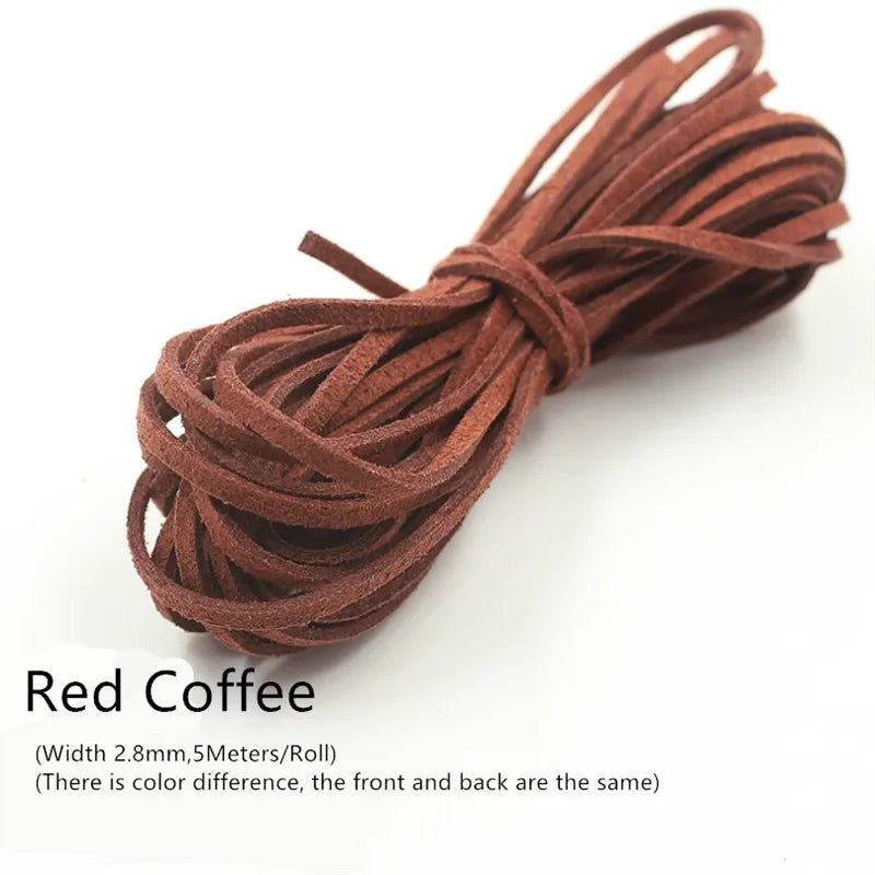 3MM 5M Micro-Fiber Flat Leather Lace Beading Thread Faux Suede Cord String Velvet Beading Supplies