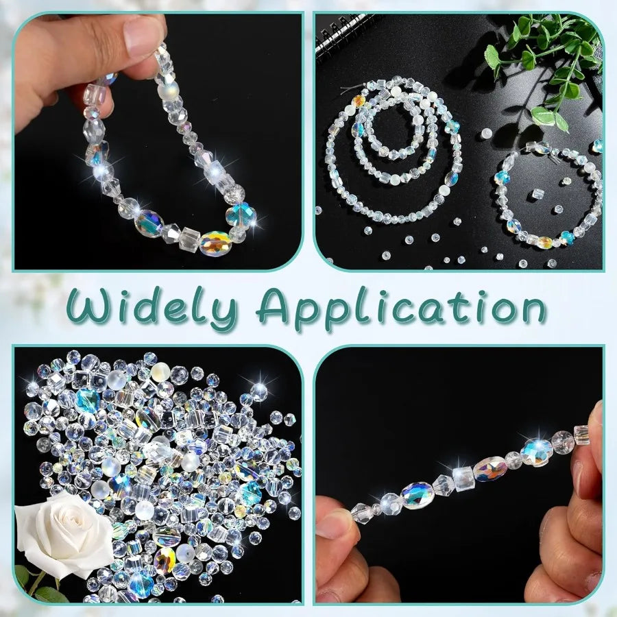 1272Pcs Glass Beads for Jewelry Making Assorted Crystal Beads with Loose Beads for Bracelet Earring Necklace Suncatchers DIY Cr