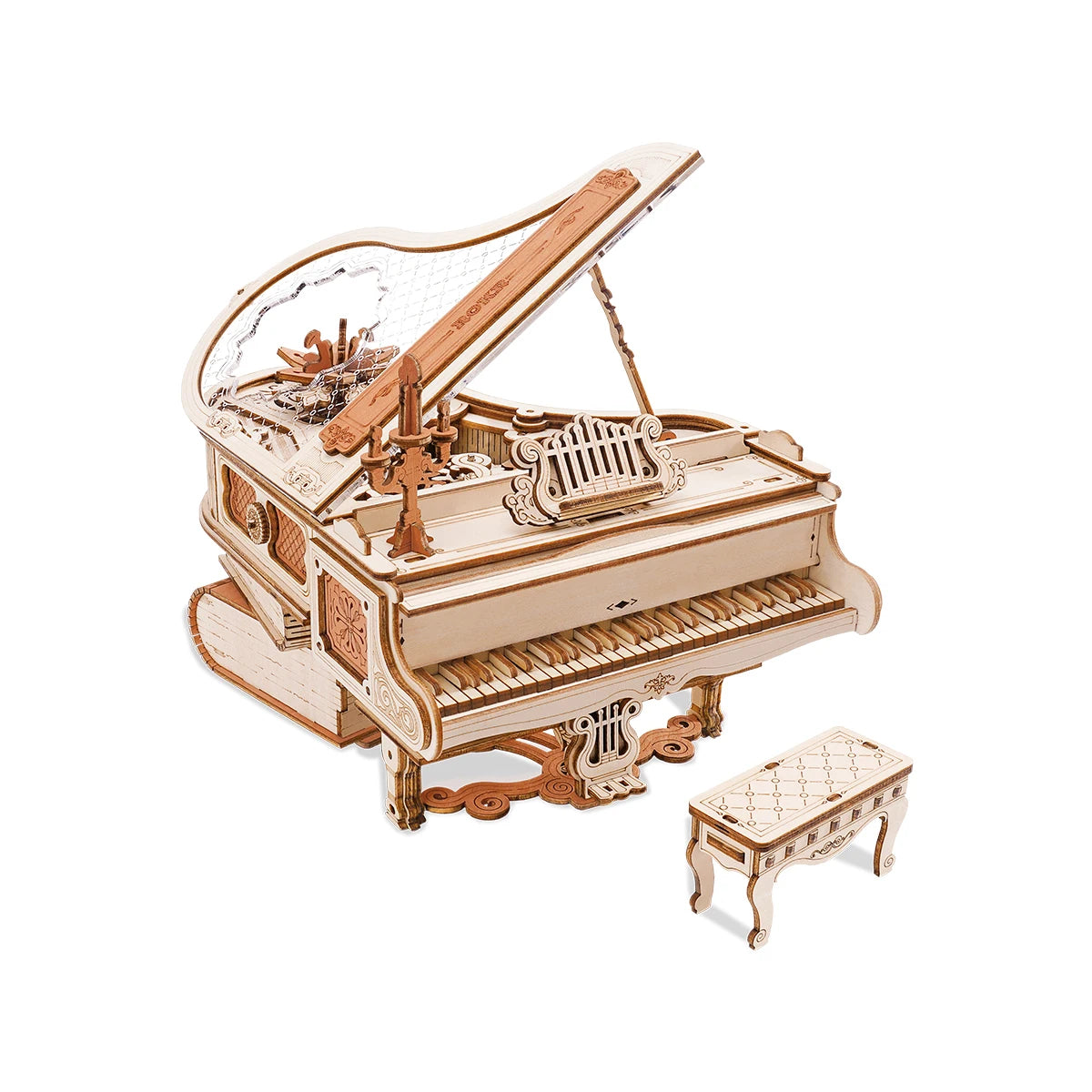 223pcs 3D Wooden Puzzle Magic Piano Mechanical Music Box Toy Gift Desk Gift For Men Women Hobby