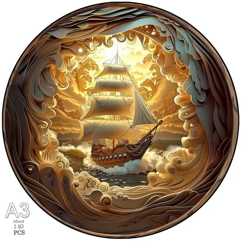 Animal Puzzle Wood Tiger Sailboat Cat Wooden Puzzles Medium Difficulty Jigsaws for Kids Adult Holiday Gifts Home Deco