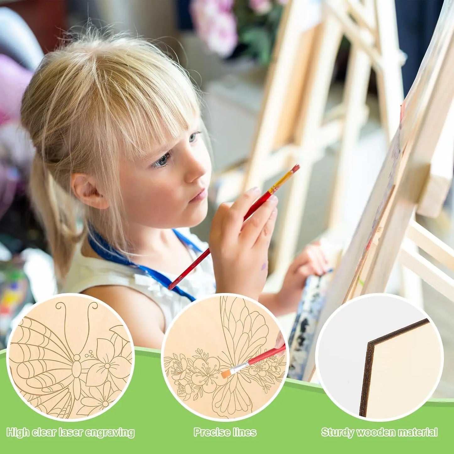 10 Pieces Large Spring Butterfly Unfinished Wood Crafts to Paint for Adults and Kids, Bulk Predrilled Wooden Ornaments for Paint