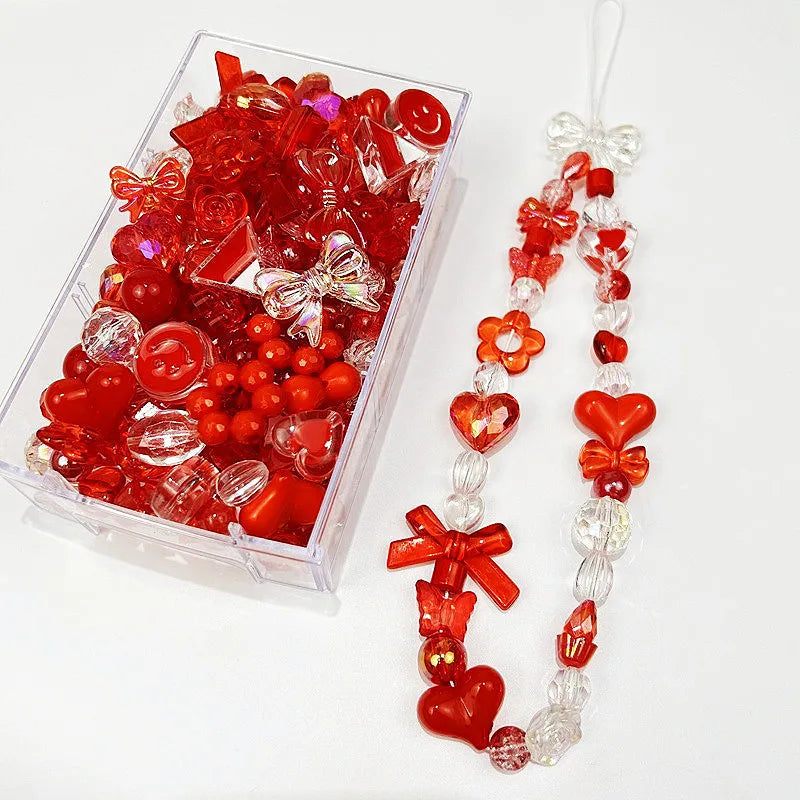 10/30g 8 Style Acrylic Beads Heart Bow Flower Loose Beads For DIY Handmade Phone Chain Bracelet Jewelry Making Accessories