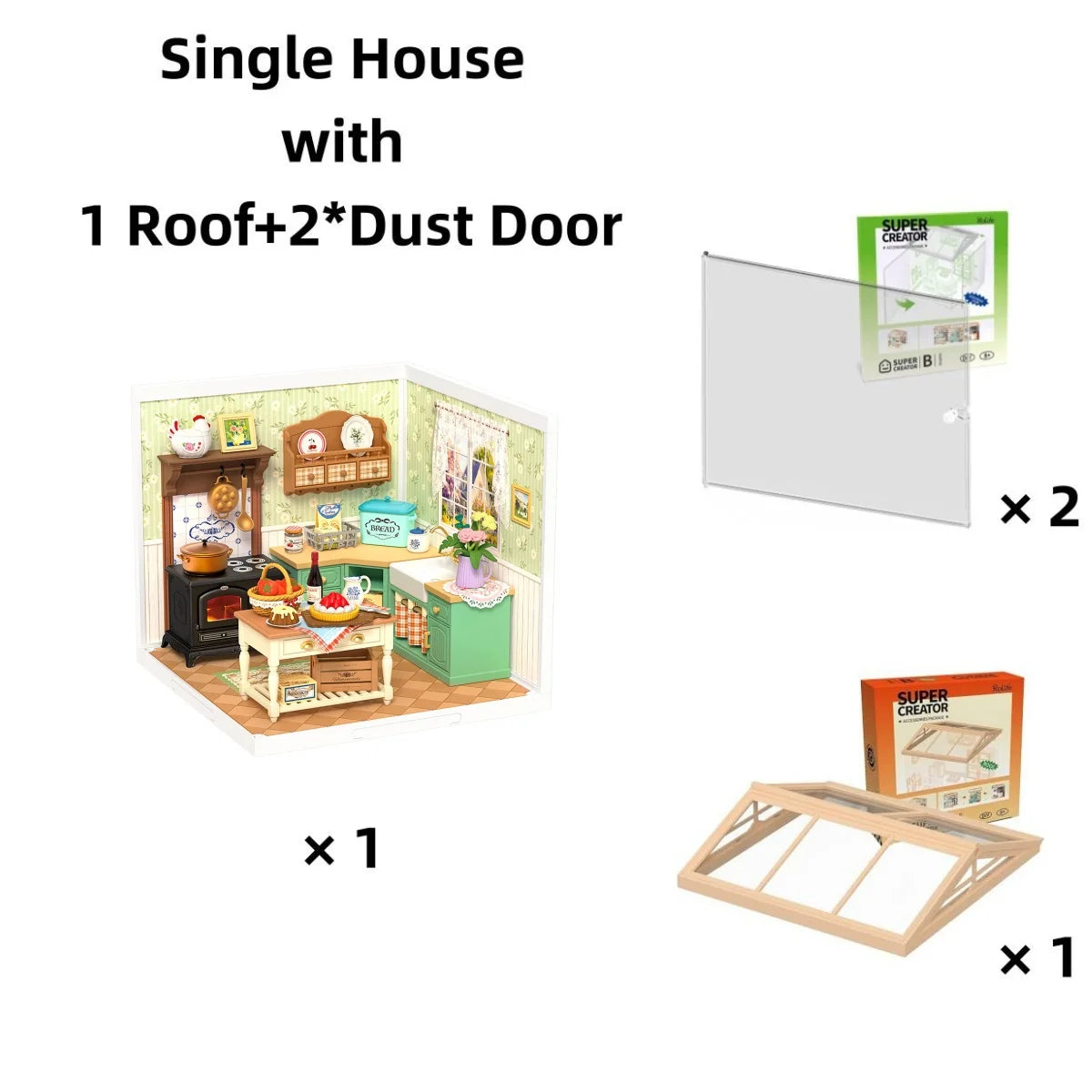 Rolife Cozy Farmhouse Kitchen Dollhouse DIY Miniature Kit Nostalgic Country Display Relaxing Craft Gift for Adults Teens