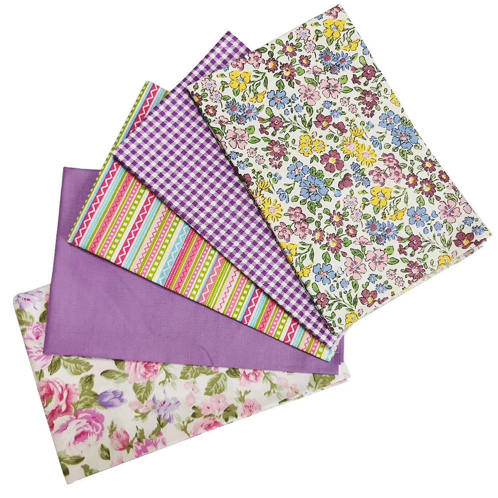 Teramila 5 PCS/Pack Cotton Fabirc Flower Printed Cloth For Hair Bows Sewing Quilt Doll Costume, Scrapbook Decoration Accessories
