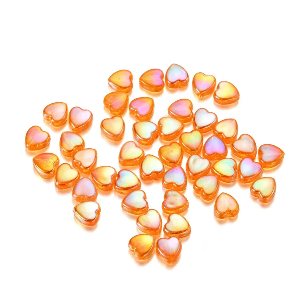 50/100Pcs 9mm AB Color Heart Bead Colorful Acrylic Spacer Loose Beads for DIY Bracelet Necklace Jewelry Making Findings Supplies