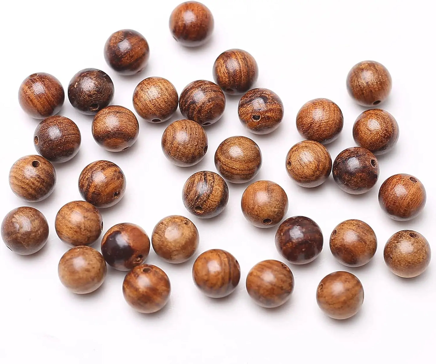 Roosewood Round Beads Coconut Brown Natural Wood Round Beads Handmade Polished Spacer Mala Pray Beads for DIY Jewellery Making (