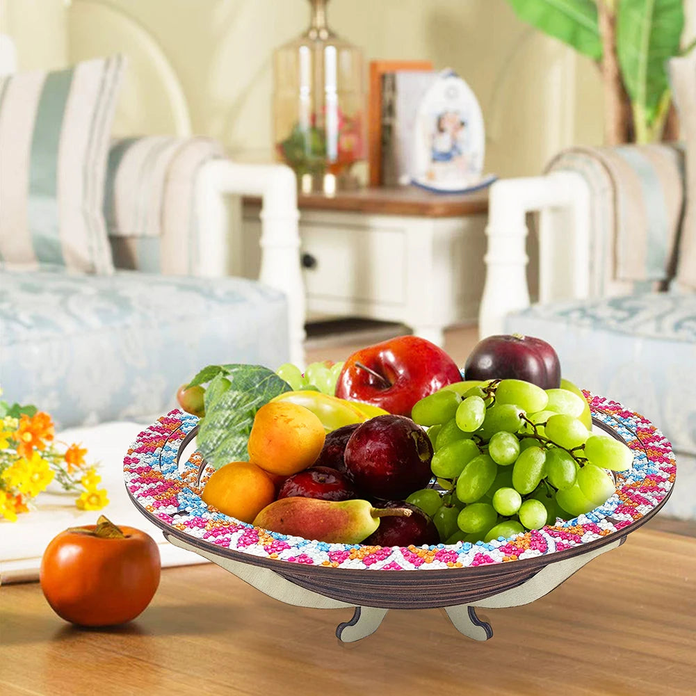 Diamond Painting Kit DIY Handmade Dot Diamond Decorative Plate Meal Plate Fruit Plate for Parties Festivals Family Gatherings
