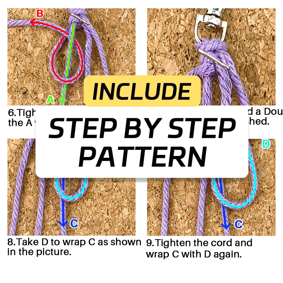 Hexagonal Star Keychain Macrame kit with tutorial for beginners Hand diy Woven kit blocking star key chain pendant lanyard