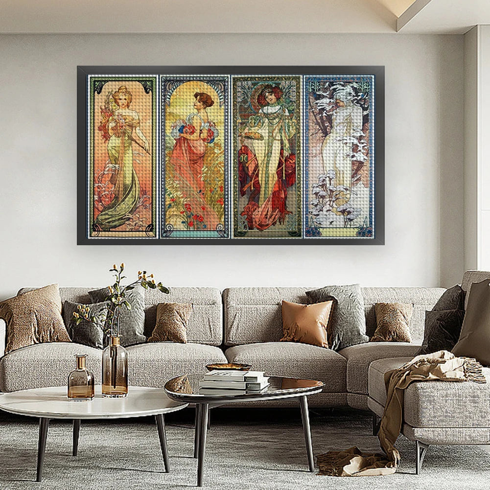 Goddess Cross Stitch Kit 90x50cm DIY 11CT Thread Art Needlework White Fabric