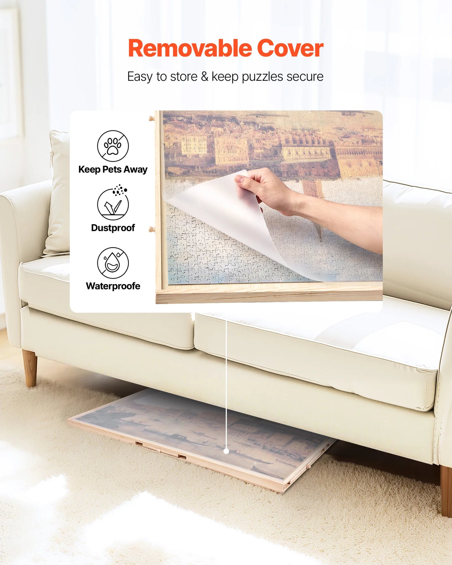 SucceBuy 2000 Piece Rotating Puzzle Board with 5 Drawers and Cover 40x29 in Portable Wooden Table Jigsaw Puzzle  for Adults