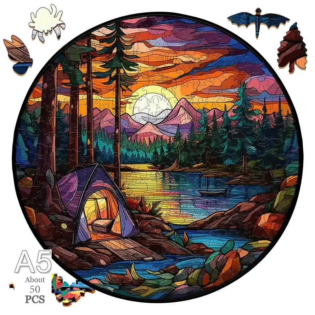 Animal Puzzle Wood Tiger Sailboat Cat Wooden Puzzles Medium Difficulty Jigsaws for Kids Adult Holiday Gifts Home Deco
