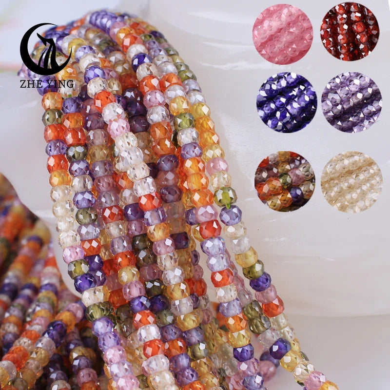 2x3mm Faceted Zircon Beads Loose Beads Gemstone Mix Color Cubic Zirconia Stone Beads for Jewelry Making DIY Accessory