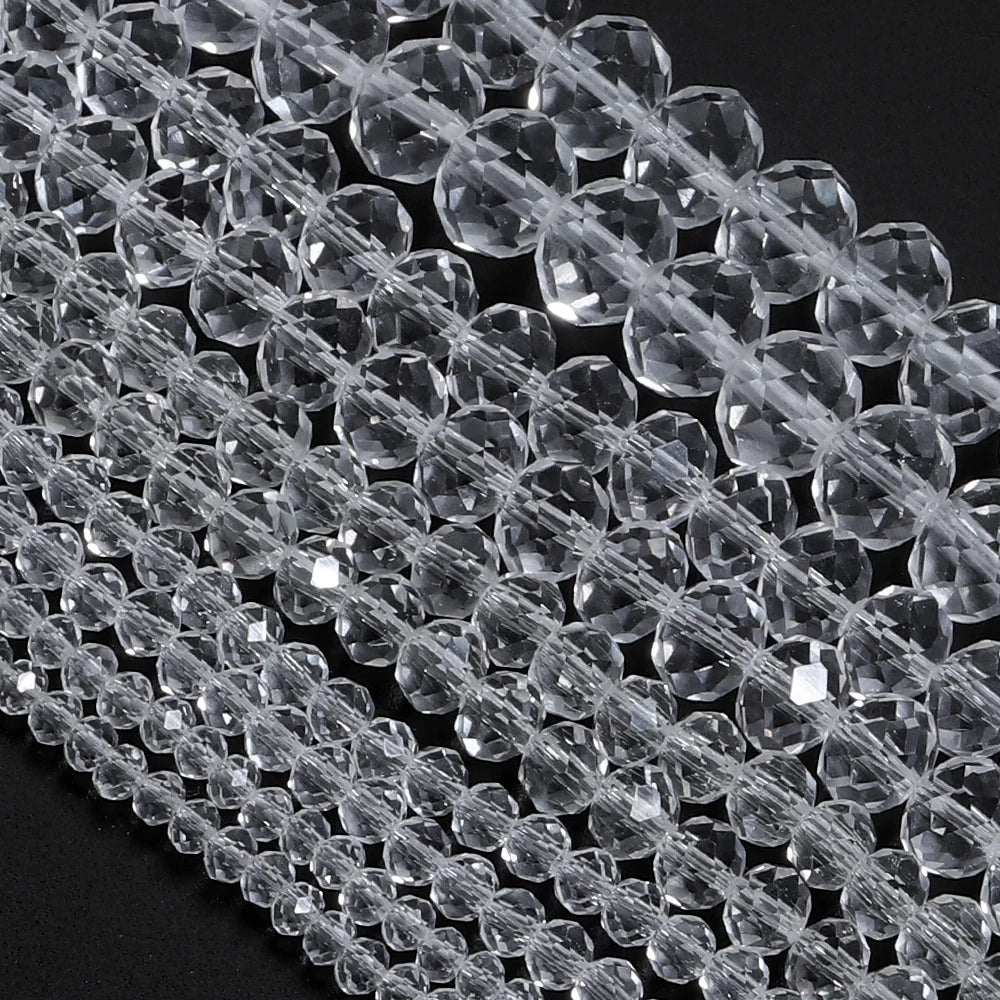 3/4/6/8/10mm Clear Color Faceted Crystal Rondelle Glass Beads Loose Spacer Abacus Beads For Jewelry Making DIY Bracelet Necklace