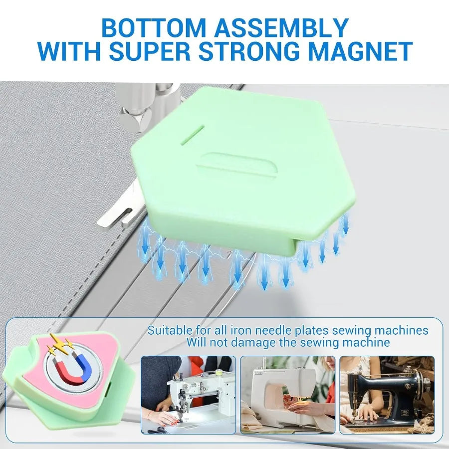 Magnetic Seam Guide for Sewing Machine Multifunctional Polygonal Hemmer Guide with Scale for Precise Stitching and Seam Alignme
