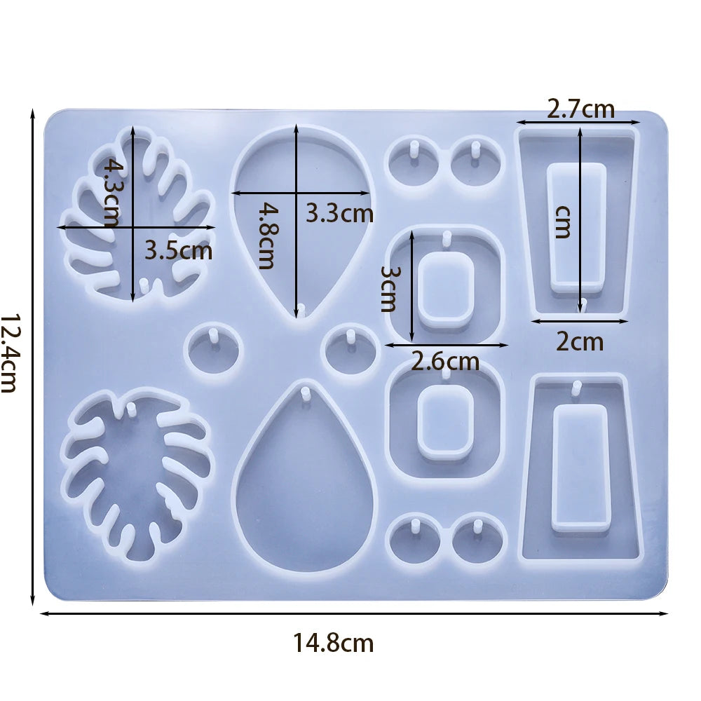 Earring Pendant Silicone Mold Epoxy Resin Jewelry Making Molds Heart Leaves Moon DIY Charms Pendant Mould Creative Jewelry Craft