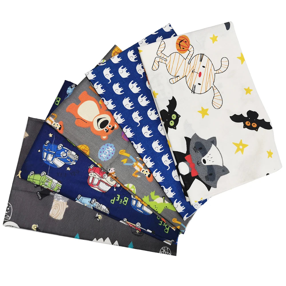 Teramila 5 PCS/Pack Cotton Fabirc Flower Printed Cloth For Hair Bows Sewing Quilt Doll Costume, Scrapbook Decoration Accessories