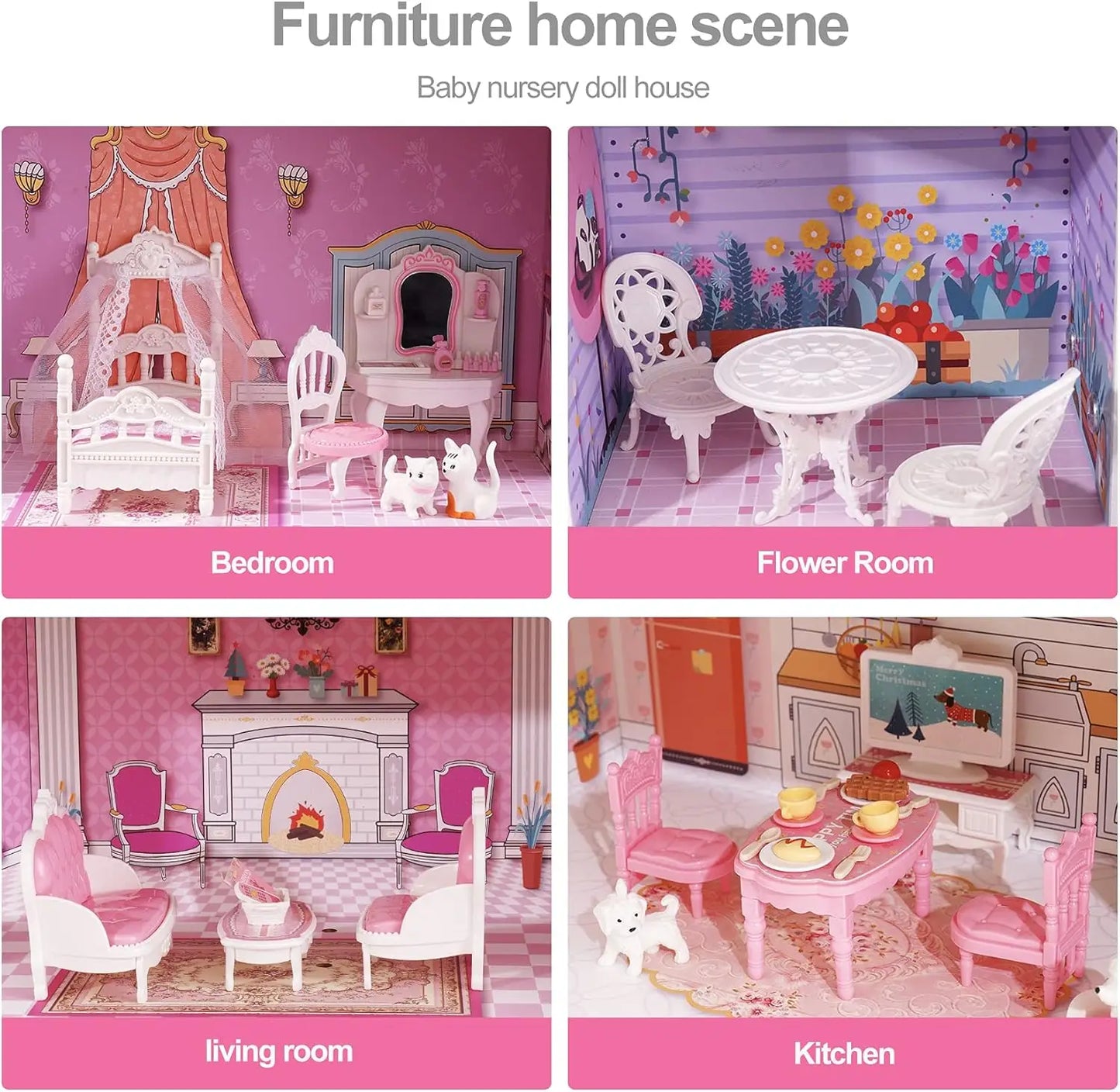 Robotime Robud Victoria Wooden Dollhouse Furniture Preschool Dollhouse House Toy for Girls 3+