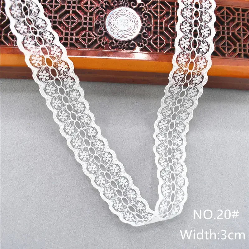 Best Selling 10yards 38kinds Color  White Lace Ribbon Woven Band French African Lace Wedding Fabric DIY Clothing/gift Wrapping