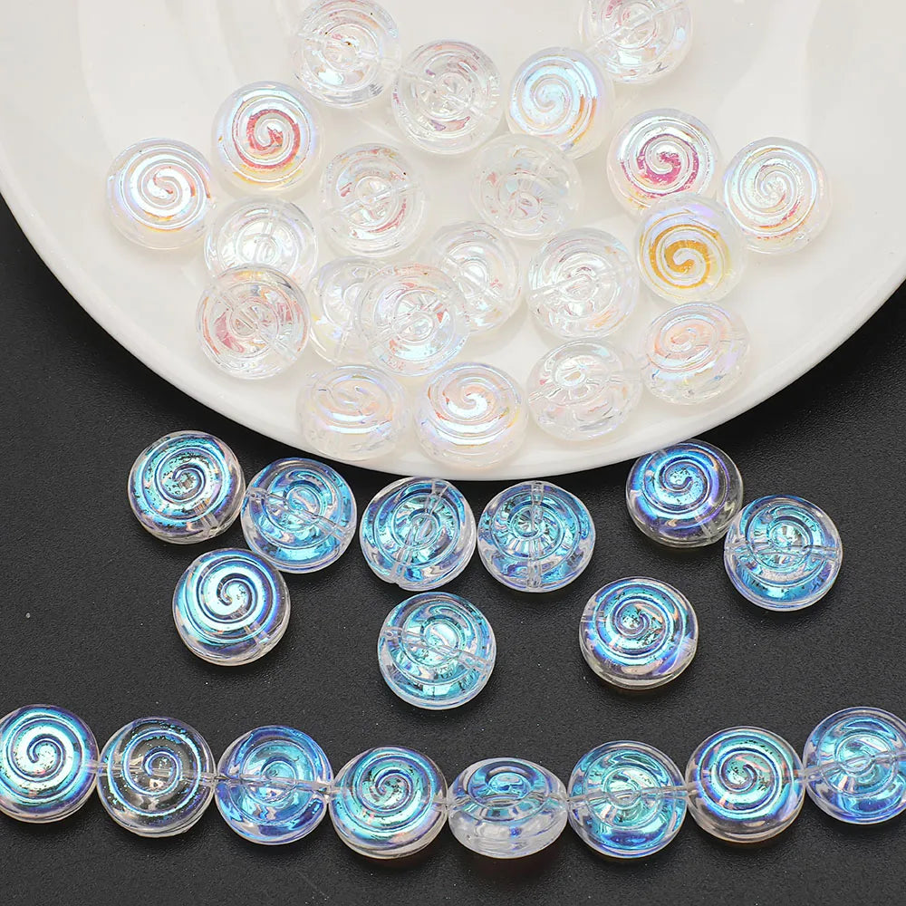 30Pcs 12mm Crystal Glass Round Loose Beads Screw thread Shape for Jewelry DIY Making Bracelet Earring Necklace Garment Decor